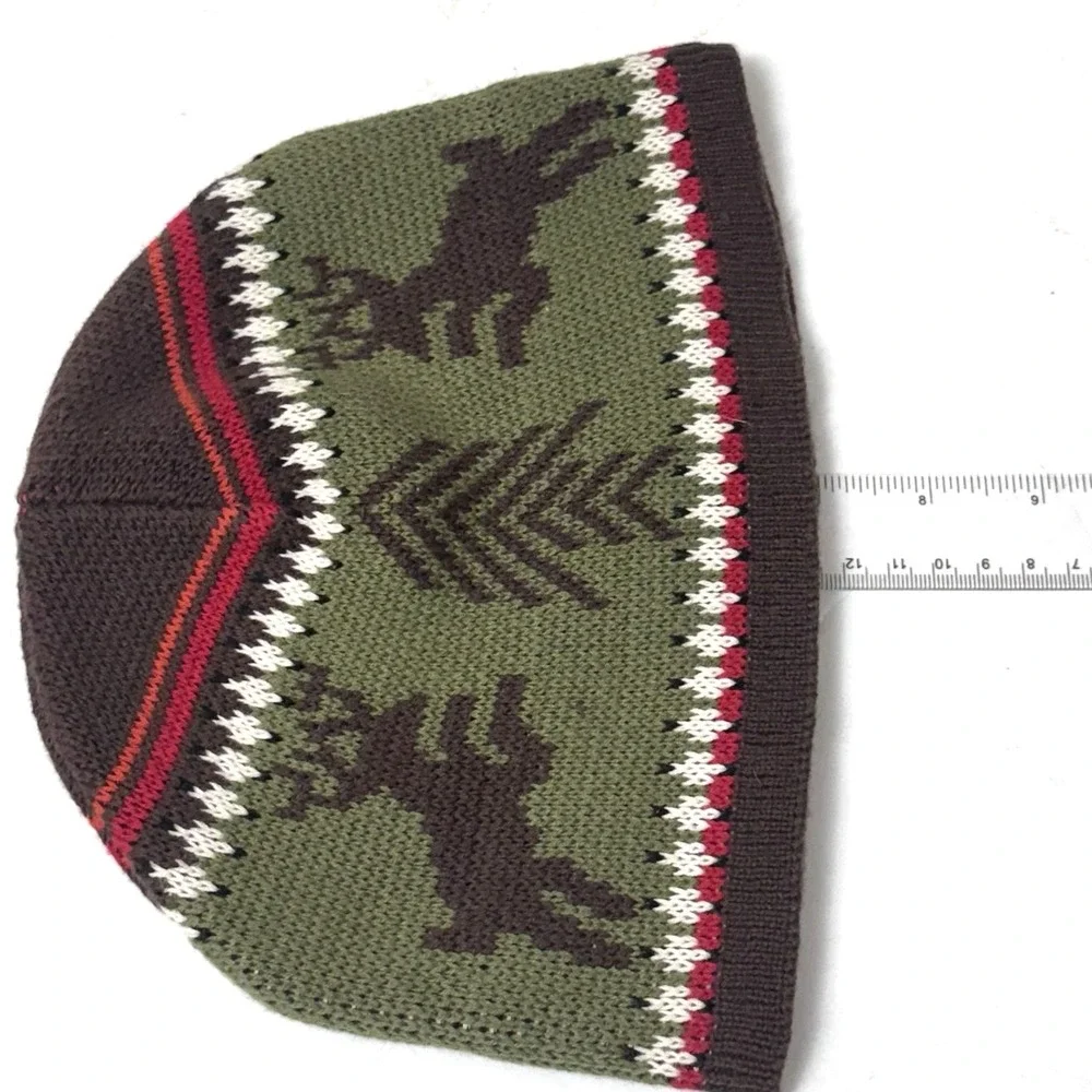 NEW Vintage Gap Kids Winter‎ Beanie Cotton Knit Cap Reindeer Size S/M Nordic